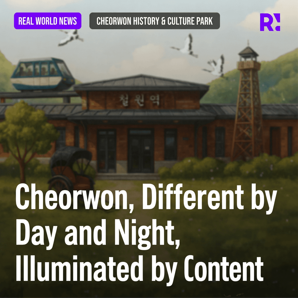 Cheorwon History and Culture Park transforms from day to night, illuminating Cheorwon with Realworld's content