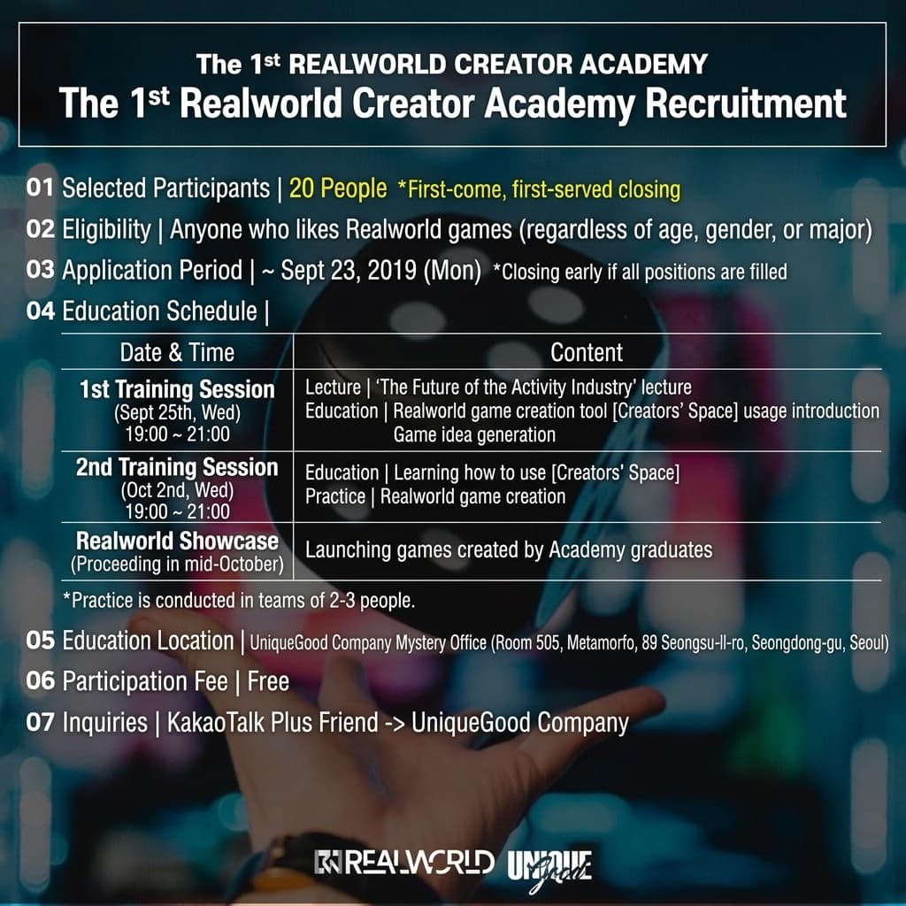 [UniqueGood Company] Realworld Creator Academy 1st Cohort Recruitment_Certificate Issuance