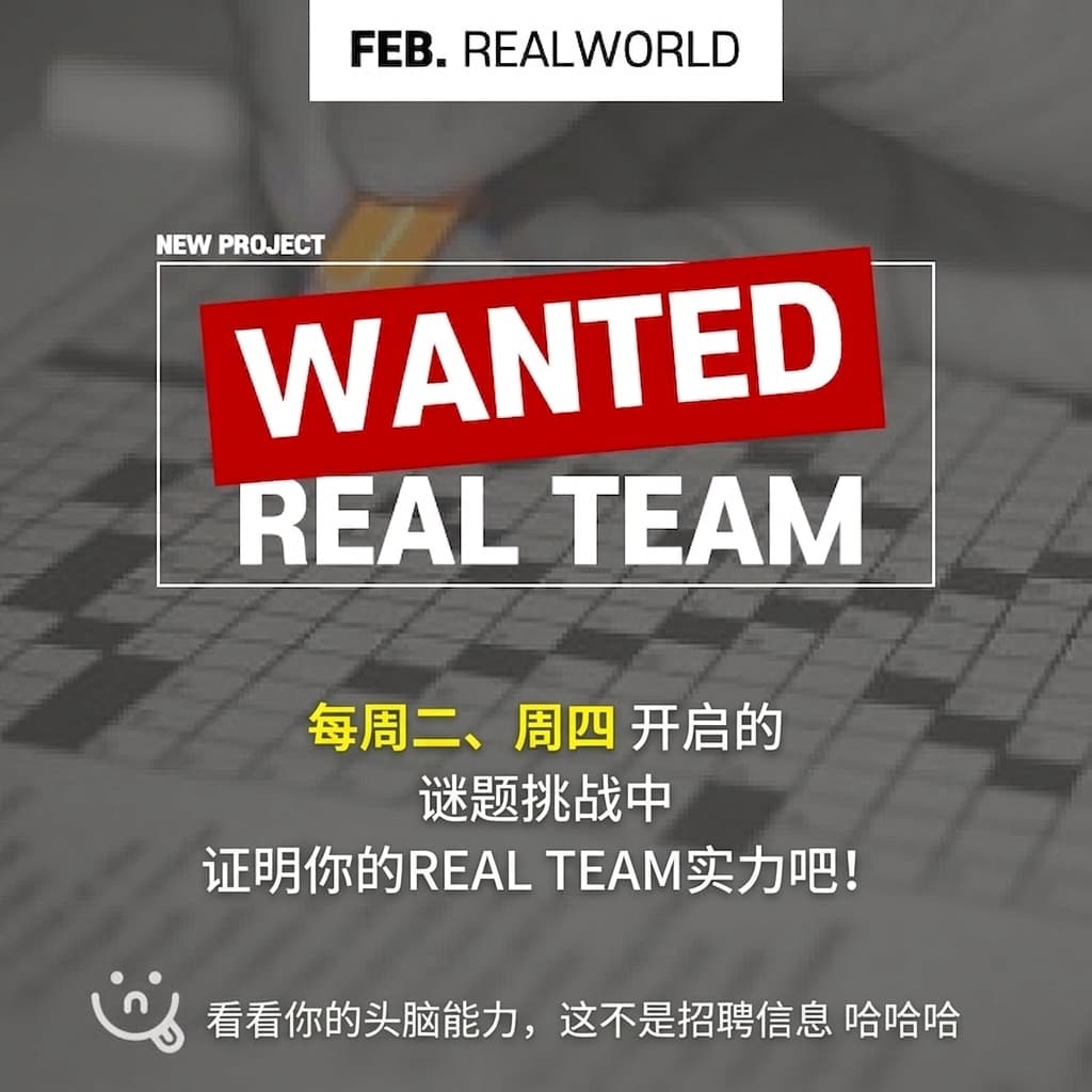 Realworld项目[WANTED: REAL TEAM]开启！